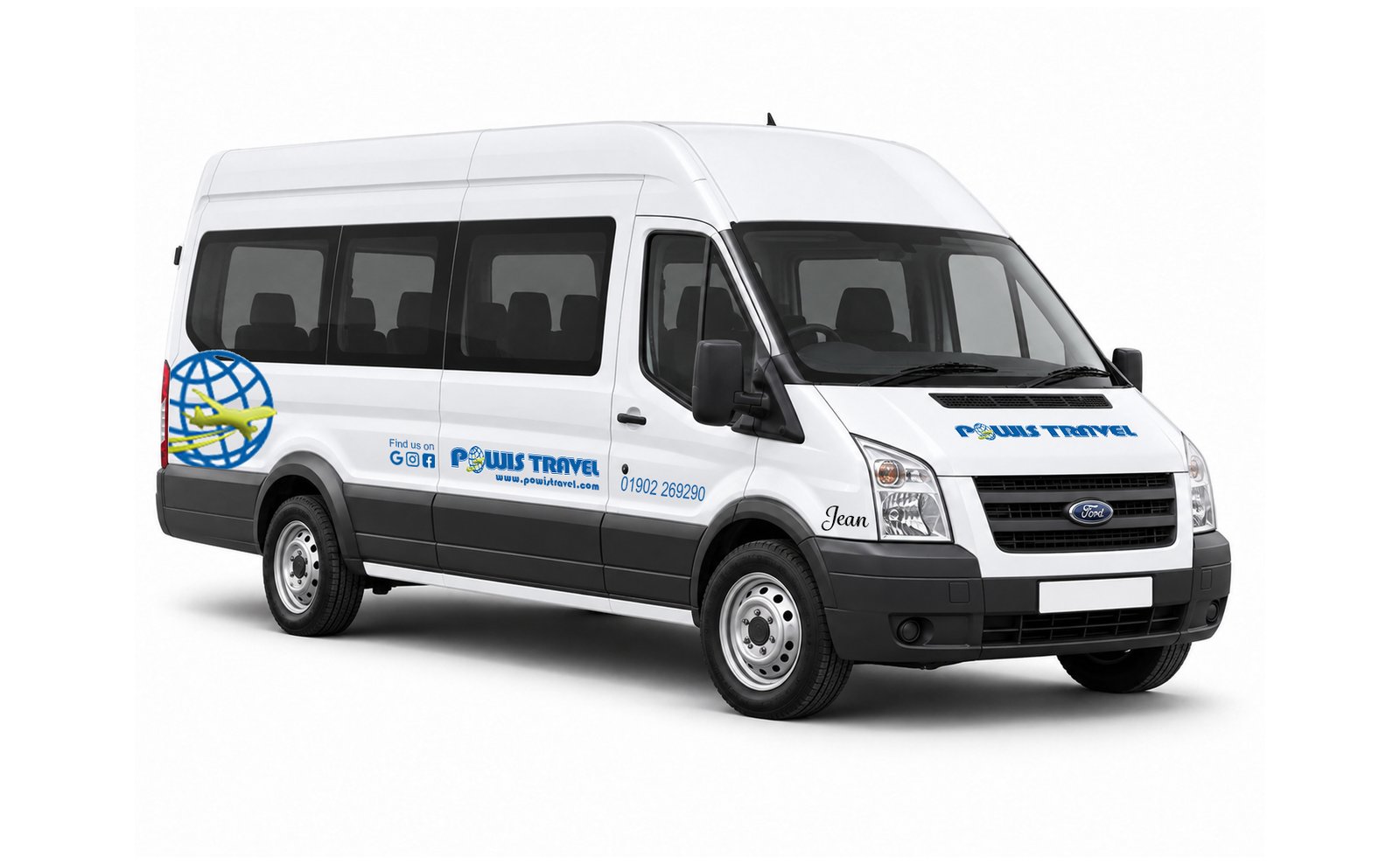 White Ford Transit LWB High Roof
